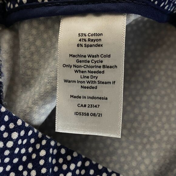 Talbots Chatham Ankle Pants Navy Blue White Polka Dot Women's Size 10 - Picture 5 of 7